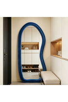 Maple Home Velvet Full Length Mirror, Dark Blue, 70x170cm, Aesthetic Fluffy Irregular Floor Mirror
