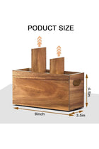 Acacia Wood Utensil Holder, 3 Compartments with Handles, Rustic Cutlery Organizer Caddy for Kitchen, Party