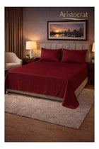 3‑Piece Striped Microfiber Flat Bed Sheet Set, suitable for Queen and King sizes, Maroon