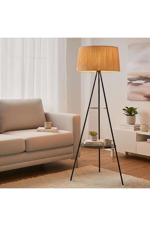 Tripod Shelf Floor Lamp - Black
