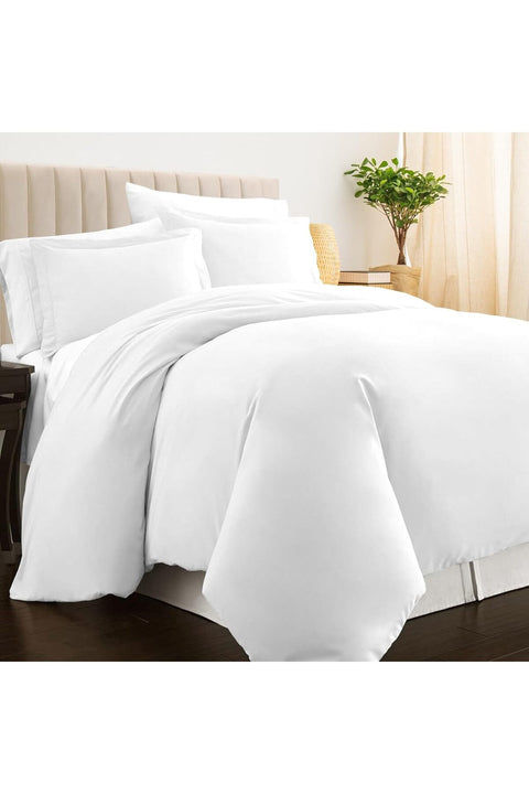 Pure 100% Cotton GCC King Duvet Cover 220x240 cm White, 400 Thread Count Cool Breathable Long Staple Cotton Sateen Weave Quilt Cover with 2 Pillowcases (White Bedding Set)
