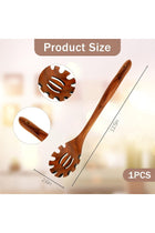 Wood Pasta Spoon, 13 Inch Long Hand Wooden Noodle Ladle, Slotted Spaghetti Fork, Pasta Serving Utensils