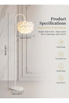 Cream Metal Feather Floor Lamp 1550mm, E27 Foot Switch, 3 Color Temperature, Modern Minimalist Standing Lamp