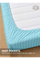 1-Piece Microfiber Fitted Sheet Striped, Color: Aqua, Size: Queen (150×200 cm)