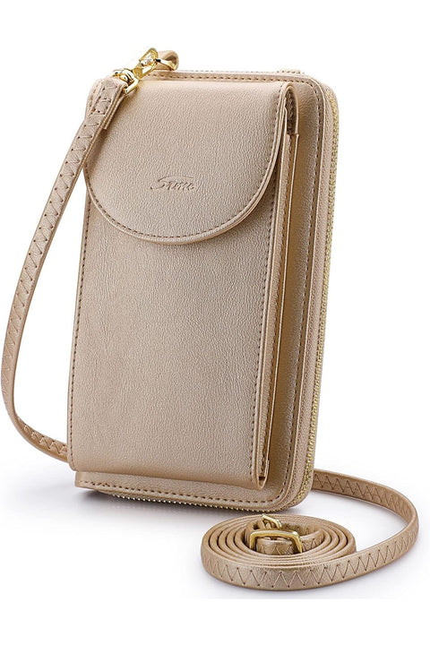 S-ZONE PU Leather RFID Blocking Crossbody Cell Phone Bag for Women Wallet Purse