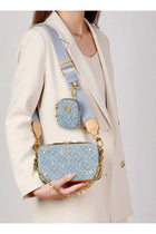 2PCS Luxury Women Handbag Elegant Ladies Bag Shoulder and Crossbody Tote with Golden Chain Double Zipper Chic Design and Matching Mini Purse