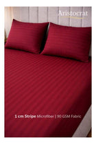 3-Piece Striped Microfiber Fitted Sheet Set Large Single 120x200cm, Maroon