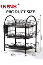 Large Dish Drying Rack, 3 Tier Dish Rack with Tray Utensil Holder & Cup Holders, Large Capacity Rustproof Dish Drainer, Drain Board Tray for Kitchen Counter Organizer Storage for Kitchen Counter