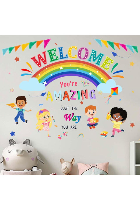 You are Amazing Inspirational Quotes Classroom Wall Stickers - Reading Corner Rainbow Wall Decals - Nursery Kids Room Daycare Playroom Classroom Wall Decor