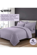 4-Piece Luxury King Size Purple Striped Bedding Set Includes 1 Duvet Cover (220x240cm)