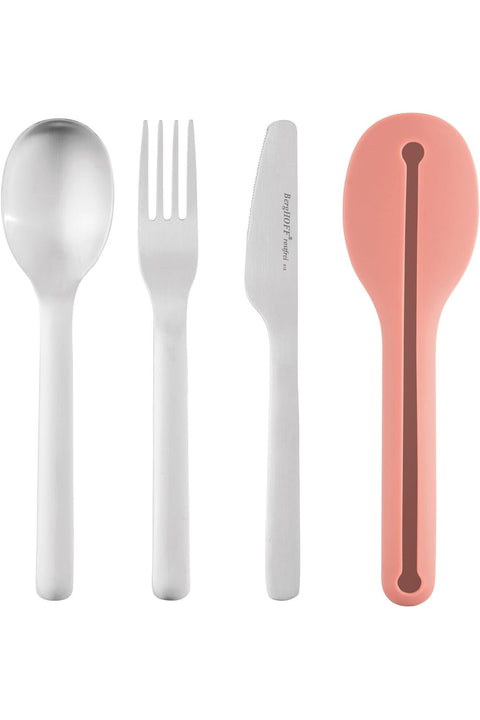 3950130 Travel Cutlery Set 4 Pieces (Stainless Steel Cutlery with Silicone Case)