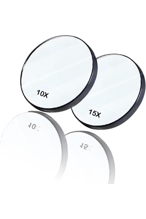 2-Pack Eyebrow Magnifying Mirrors - 15X and 10X Makeup Mirrors with Suction Cups for Precision Eyebrow Tweezing and Makeup Magnification