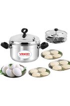 Stainless Steel Idli pot/Idli cooking pot /6 pcs deep plates,36 CM (24 idlis), SAS Bottom, Sturdy Handle, Induction and Gas Stove Friendly