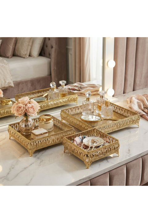 Metal Nesting Trays, Set of 3 - Gold
