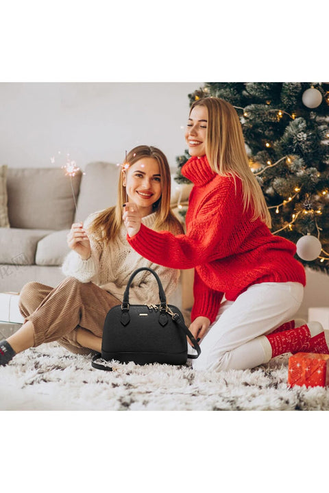 Purse for Women Small Crossbody Bags Classic Double Zip Top Handle Dome Satchel Bag