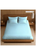 Polyester Queen Fitted Bedsheet Set-300 TC Silken Berry Art Silk Satin, Light Blue