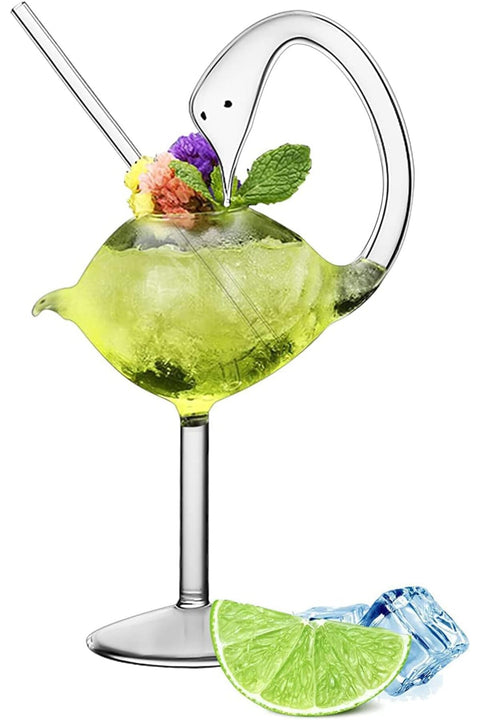 Cocktail Glass, 1 Set Cocktail Wine Glass 6oz/175ml Unique Champagne Coupe Glass Swan Shape Martini Goblet Cups