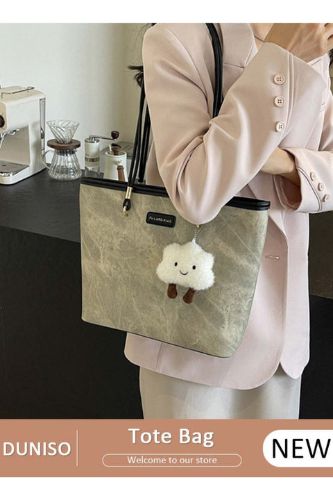 Women Shoulder Tote Bag, Beige PU Fashionable Travel Bags, Comfortable Commuter Bag for Large Capacity, Weekender Shopper Handbag for Ladies