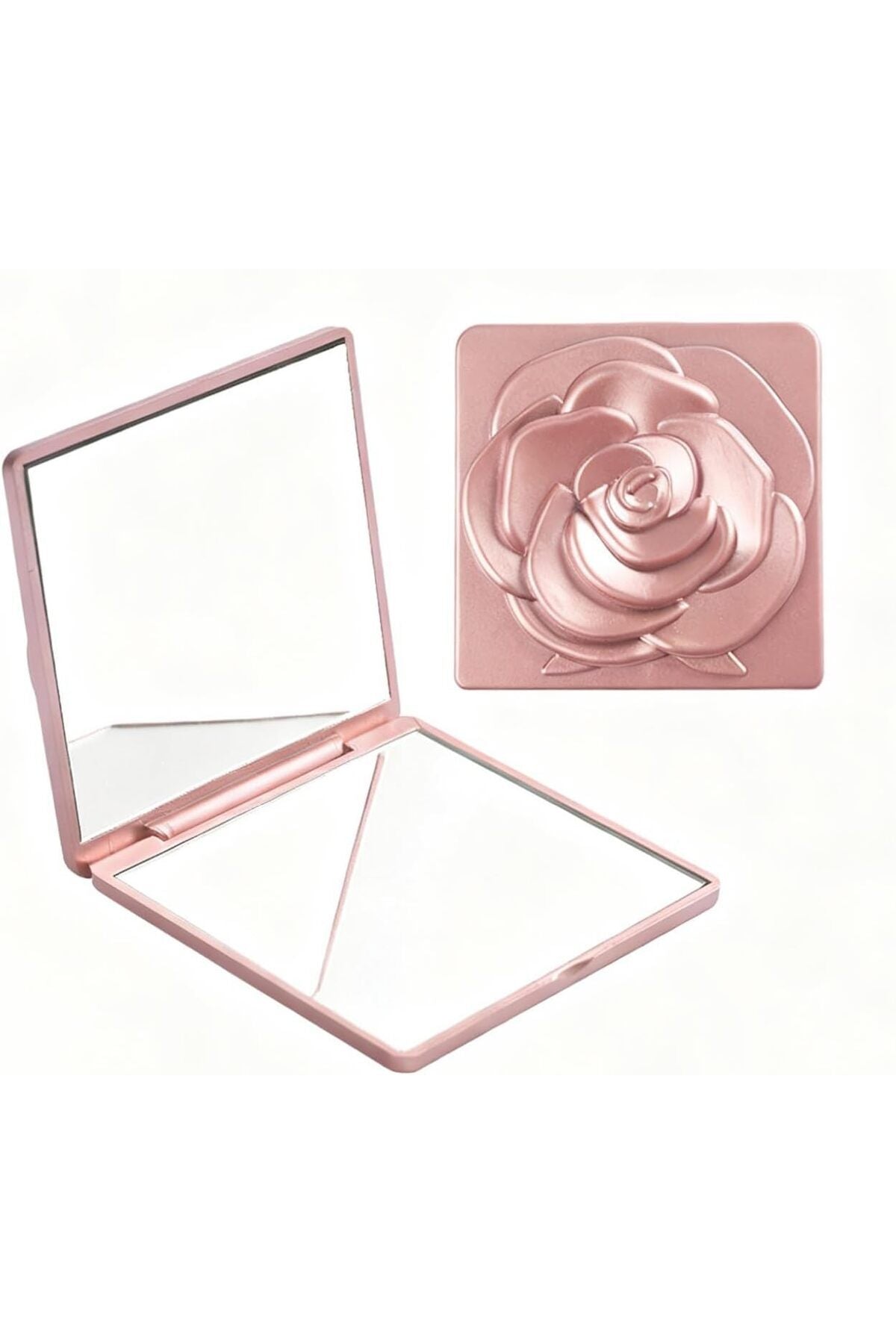 Rose Folding Compact Mirror, 1X/3X Magnifying Pink