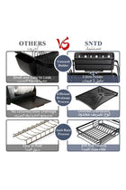 Dish Drying Rack, Extendable Dish Rack for Kitchen Counter, Stainless Steel Dish Strainer with Utensil Holder, Black