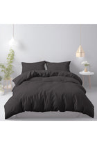 LivinEase Brushed Microfibre Double Duvet Cover Sets - 100 GSM Black with 2 Pillowcases