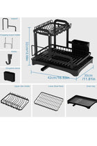 Dish Drying Rack, Multifunctional Dish Rack, Rustproof Kitchen Dish Drying Rack with Drainboard, Space-Saving 2-Tier Dish Drying Rack with a Large Capacity for Kitchen Counter Black