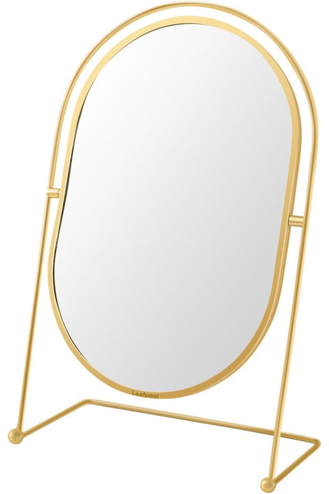 Tabletop Makeup Mirror for Desk, Adjustable Personal Compact Mirrors Rotation Vintage Oval Desk Gold Table Vanity Make Up Mirror for Women