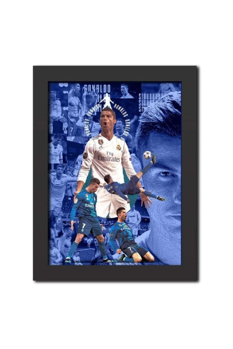 Cristiano Ronaldo Poster Real Madrid Legend Cr7 Laminated Poster Framed Paintings With Matt Finish Black Frame (12 Inches X 9 Inches)