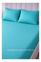 3-Piece Striped Microfiber Fitted Sheet Set Large Single 120x200cm, Teal