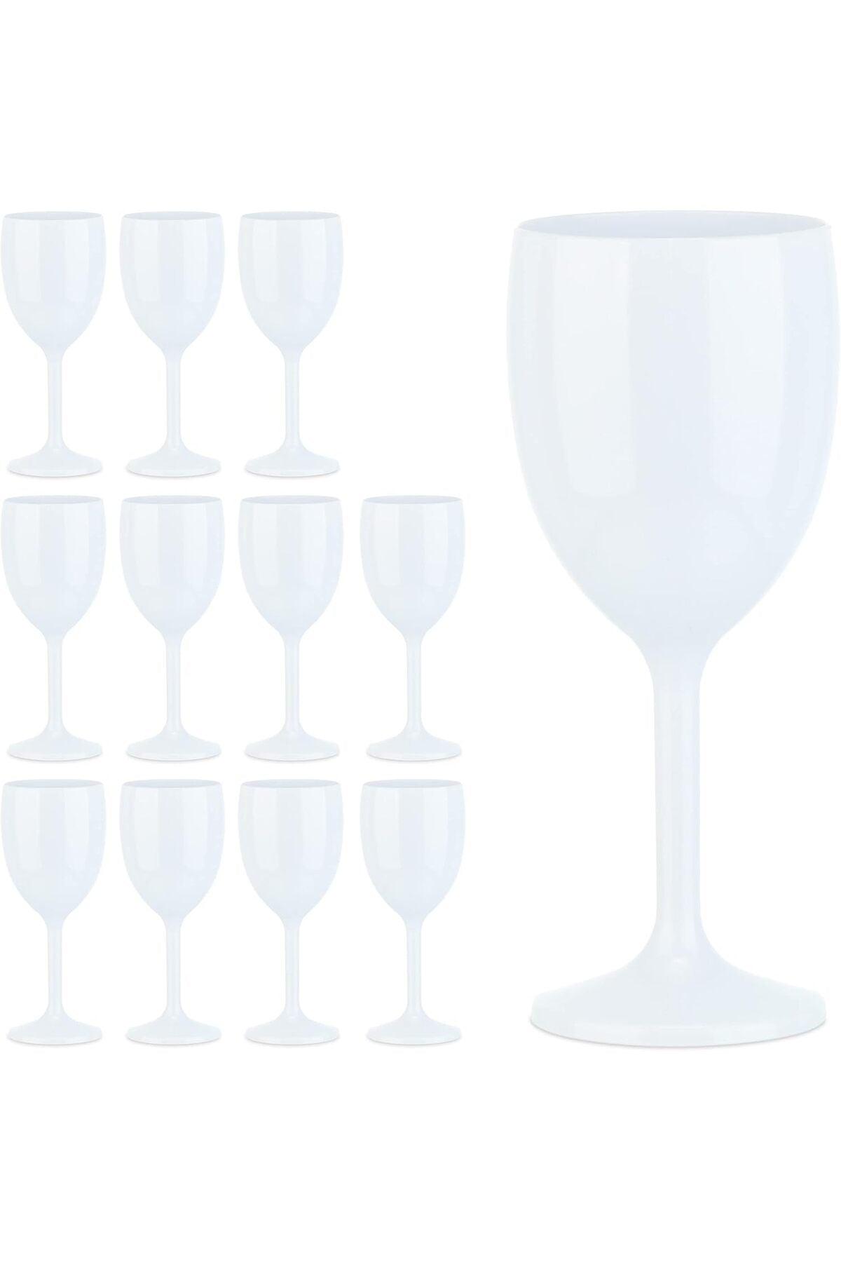 Plastic Wine Glasses, Set of 12, Shatterproof, BPA-Free, Reusable Cocktail Glasses, Camping Plastic Glasses, White