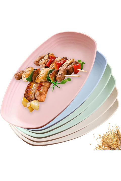 Dinner Plates Set, 6 Pack Deep Plates 29.5 cm Unbreakable Plastic Plates, Reusable, Shatterproof Children's Camping Plates
