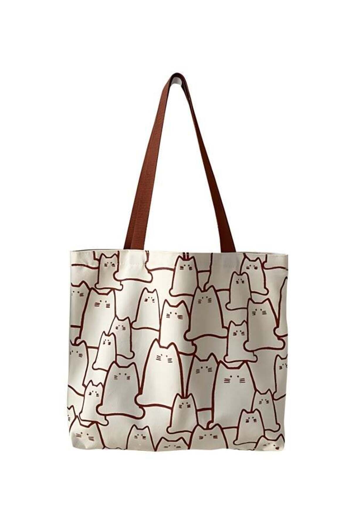 Girls' Cute Shopping Bag in Japanese and Korean style, Women's Large-capacity Shoulder Bag Side Bag Carry Bag, Canvas Material