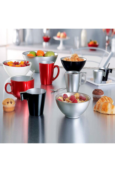 Flashy Glass Coffee Mugs with Handle for Microwave 250ml (Pack of 6)