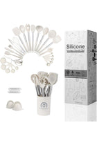 Kitchen Cooking Utensils Set, 40pcs Non-Stick Silicone Spatula Set with Holder (White)