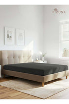 Pure Combed Cotton Fitted Bedsheet King Size 180x200 cm Dark Grey, 400 Thread Count