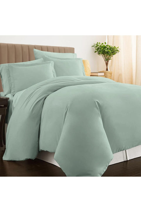 Luxury 100% Cotton Double Duvet Cover Set 200x200 cm Sage, 800 Thread Count