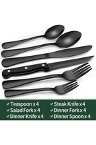 24-Piece Black Silverware Set with Steak Knives, Flatware Set for 4, Stainless Steel Tableware