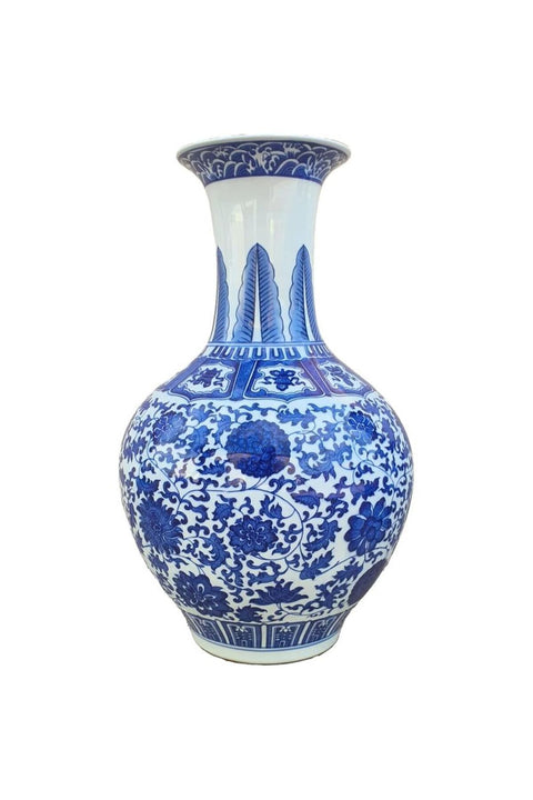 Marketplace Blue White Ceramic Vases For Home Decor 50 Cm - Bedroom Decor Vase - Living Room Decorations For Shelves