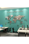 WINDIR 3D World Map Wall Stickers Decor Murals DIY Decal Silver 71x40 inch, Acrylic Office Wall Art Decor Bedroom living room TV wall (Silver: 180x100 cm) Large