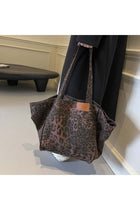 New Women's Tote Bag, Korean Style, Large Capacity Leopard Print Handbag, Trendy Fashionable Personality Commuter Underarm Shoulder Bag