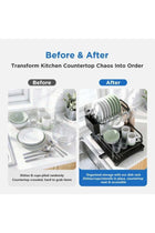 2-Tier Dish Drying Rack with No Water Buildup Drainboard, Keeps Counter Dry, Large Capacity Rustproof Dish Drainer for Kitchen Countertop with Utensil Holder