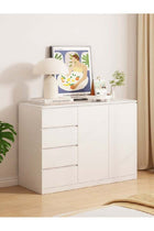 Chest of Drawers, Wooden Dresser for Bedroom, 4-Drawer and 2-Door Storage Cabinet for Household Items and Bedding, White, DGC001