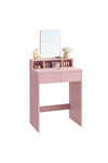Modern Jelly Pink Dressing Table with Large Mirror, 2 Drawers & 3 Compartments, Cosmetic Table Jelly Pink