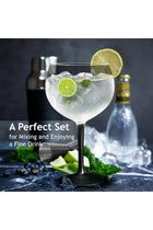 - Gin & Tonic Glasses Set of 2, Gin Glasses 650 ml/Glass Balloon with Modern Black stem incl. Spoon & Measuring Cup