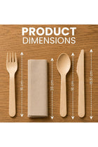 Disposable Bamboo Fork, Spoon and Knife with Napkin Cutlery Set 100-Pieces, Wooden