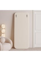Full Length Mirror 60 * 160cm, Irregular Wavy Mirror, Wave Arched Floor Wall Standing Hanging or Leaning Against for Bedroom, Flannel Wrapped Wooden Frame Mirror-White