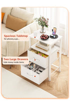 3-Tier Side Table with 2 Fabric Drawers Home Bedside Table End Coffee Table Nightstand for Living Room Bedroom 45*30*73cm White