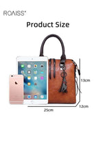 Women 4PCS Handbag Set, Large Capacity Shoulder Bag with Tassel Decoration, Retro Elegant Crossbody Bags for Ladies, Ideal for Dating, Shopping and Everyday Use