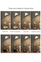 Arc Floor Lamp with Side Table 3-Color Dimmable LED (3000K-6000K) 12W Gold Standing Lamp with Storage Shelf for Living Room Bedroom