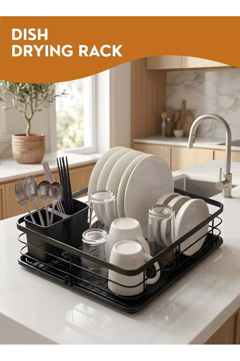 Stainless Steel Dish Drying Rack for Kitchen Countertop – Rustproof Dish Drainer with Removable Drain Tray